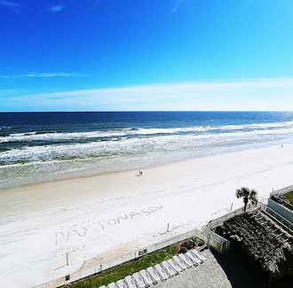 Daytona Beach view from Emerald Shores Hotel rooms