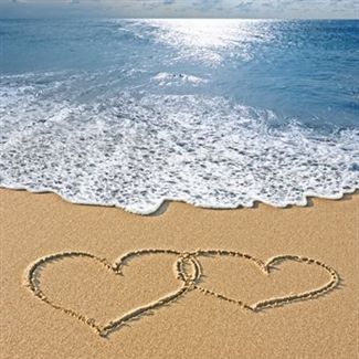 Daytona Beach oceanfront wedding hearts in the sand